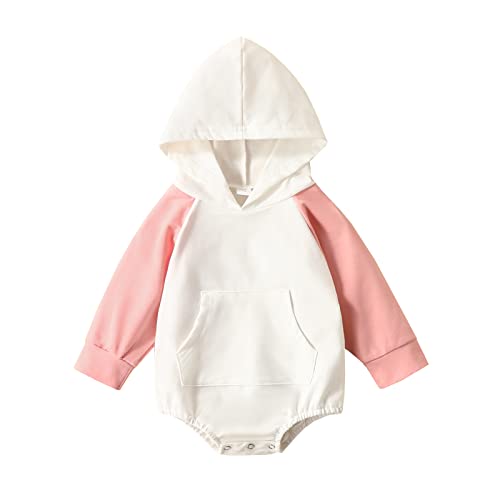 Uskidkk Unisex Baby Boy Girl Romper Oversized Hoodie Sweatshirt Long Sleeve Top Warm Fall Clothes (Pink, 3-6 Months) #TOP2