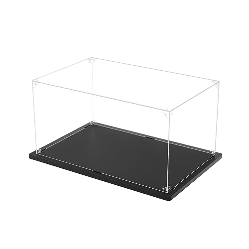 KUKERフィギュアケース 横长タイプ アクリルケース UVカット コレクションケース ディスプレイケース 組み立て简单 顽丈 汚れ防止 手袋 クリーニングクロス付き（幅30×奥行20×高さ15cm,台座黒）の商品画像（Amazon）