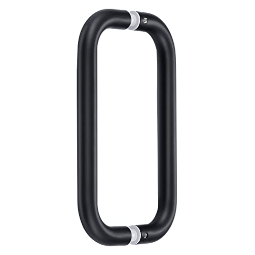 Ranbo Hardware 8" Back To Back Commercial Grade-304 Stainless Steel Push Pull Door Handle Compatible With 1/4" To 1/2" Thickness Glass Door For Frameless Shower Doors. Matte Black Finish #TOP7