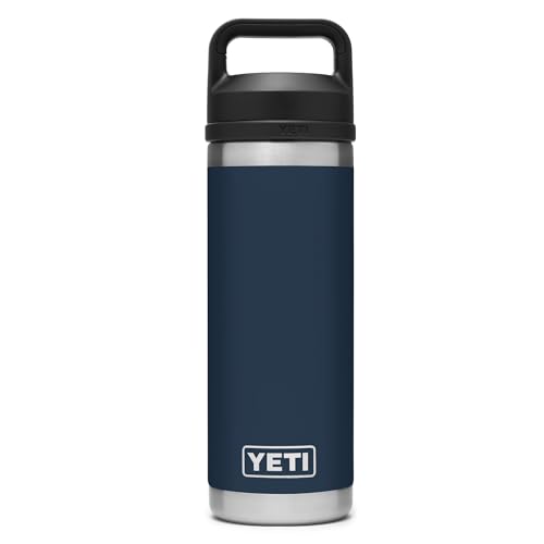YETI Rambler Bottle Chug, Vacuum Insulated Stainless Steel Bottle with Chug Cap, Navy, 18 oz (532 ml)
