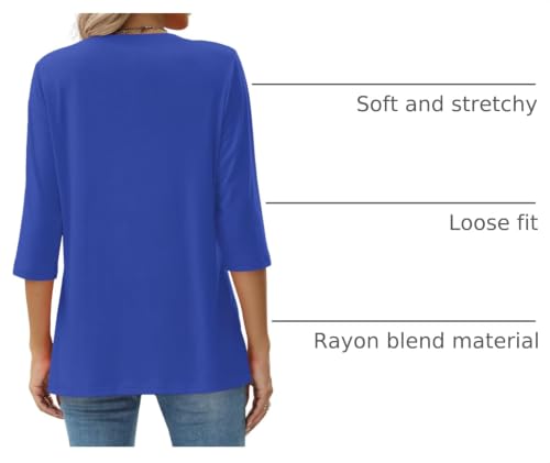 Image of JomeDesign Womens Tops 3 /4 Sleeve Shirts Round Neck Loose Casual Blouses