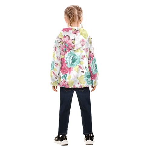 OTVEE Abstract Elegance Floral Kids Hoodie Jacket Fall Spring Full Zip Warm Outwear Coat4