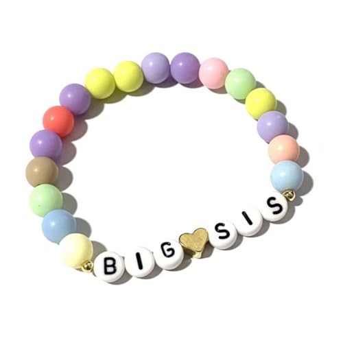 Image of Colorful Big Sister Bracelet Little Sister Bracelet Letter Beads and Heart Beads Bracelet Y2K Jewelry Gifts for Women