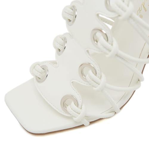 Image of STUPMARY Women Peep Toe Sandals Cut-outs Cross-tied Lace Up High Heeled Gladiator Sandals Zipper Over The Knee Bootie Summer