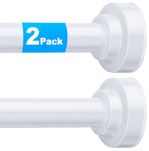 Image of TEECK 2 Pack Shower Curtain Rod, 32-43 inch Adjustable Spring Tension Curtain Rod, Never Rust Anti-Slip Shower Curtain Rod for Bathroom, No Drilling, Never Collapse, Easy to Use, White