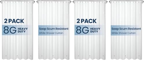 Image of LiBa Shower Curtain 4 Pack- Waterproof Plastic Shower Curtain Premium PEVA Non-Toxic with Rust Proof Grommets White 8G Heavy Duty Bathroom Accessories 72x72