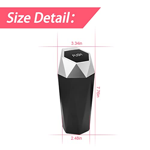 Image of 2 Pack Mini Portable Car Trash Can with Lid, Style 2, Silver