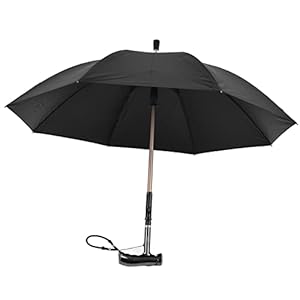 Wandelstok, paraplu wandelstok 83,5 cm / 32,9 inch USB-oplaadalarm voor ouderlingen(Zilver)