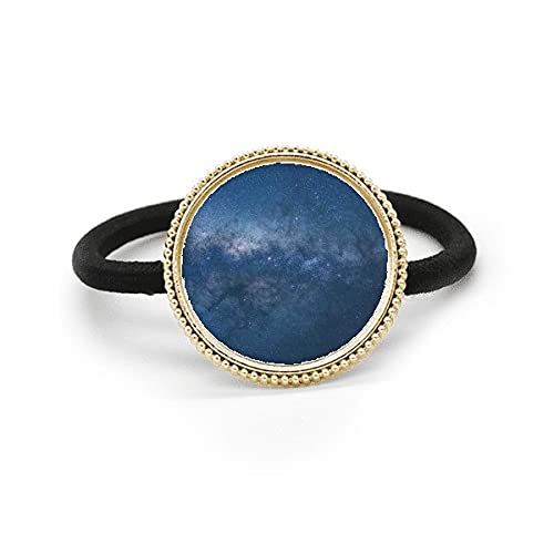 Élastique à cheveux en métal argenté anti-glisse bleu foncé galaxie