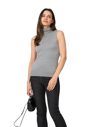 Image of Cable & Gauge Sleeveless Turtleneck Sweater - Chic Mock Neck Tank Top, Perfect for Layering & Year-Round Wardrobe Essentials