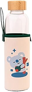 Grupo Erik BT21 Official Merchandise Glass Water Bottle - 500ml / 17oz - Glass Bottle - Hot&Cold Water Bottle - Water Bottle 500ml - BTS Water Bottle - BT21 Merchandise - BT21 - Kawaii Water Bottle