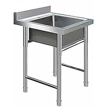 JATIBOSH Single-Slot Bracket Sink Home Washbasin with Stainless Steel Dishwashing Kitchen Washbasin, Scratch-Resist Undermount Single Bowl Sink for Laundry Backyard Garage Camping
