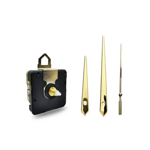Image of 18mm Silent Sweep Clock Machine and Sturdy Gold Metal Hands | Non-Ticking Battery Operated Clock Movement Replacement for DIY Resin Clocks & Craft Repair