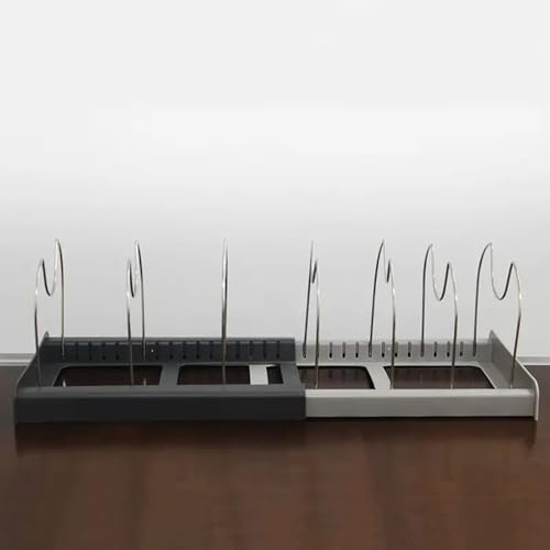 Image of DecorTwist 7-Tier Pot & Pan Rack Organizer | Adjustable Steel & ABS Lid Holder | Space-Saving Kitchen Storage (7-Tier Expandable Pot & Pan Rack)