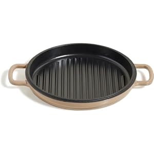 Our Place Cast Iron Hot Grill | Toxin-Free, 10.5″ Round, Enameled Cast Iron Grill Pan | Indoor Serious Searing & Grill Marks | Oven Safe up to 500°F | Easy to Clean & Maintain | Steam