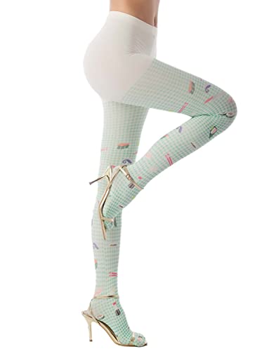 iB-iP Women's Hosiery Cute Sushi Cartoon Nylon Plaid Opaque Pantyhose Tights4