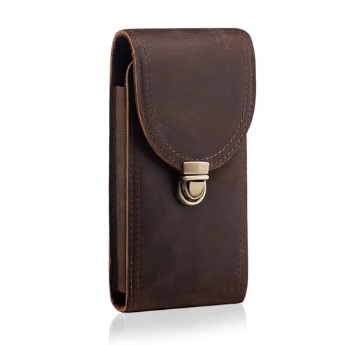 Sacoche telephone portable homme finitions soignées couleur café pour iPhone 15 14 Pro Max