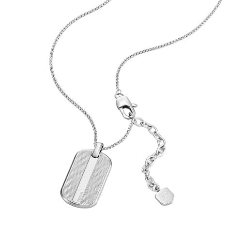 Fossil Herrenhalskette aus Edelstahl mit Karabinerverschluss Dog tag, Glänzendes Silber – Ansicht 2