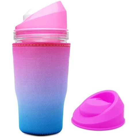 CRUNCHCUP Bundle & Save 15% on a Portable Cereal Tumbler + SplashCap + GoatCoat [PINK SUNSET] Cover