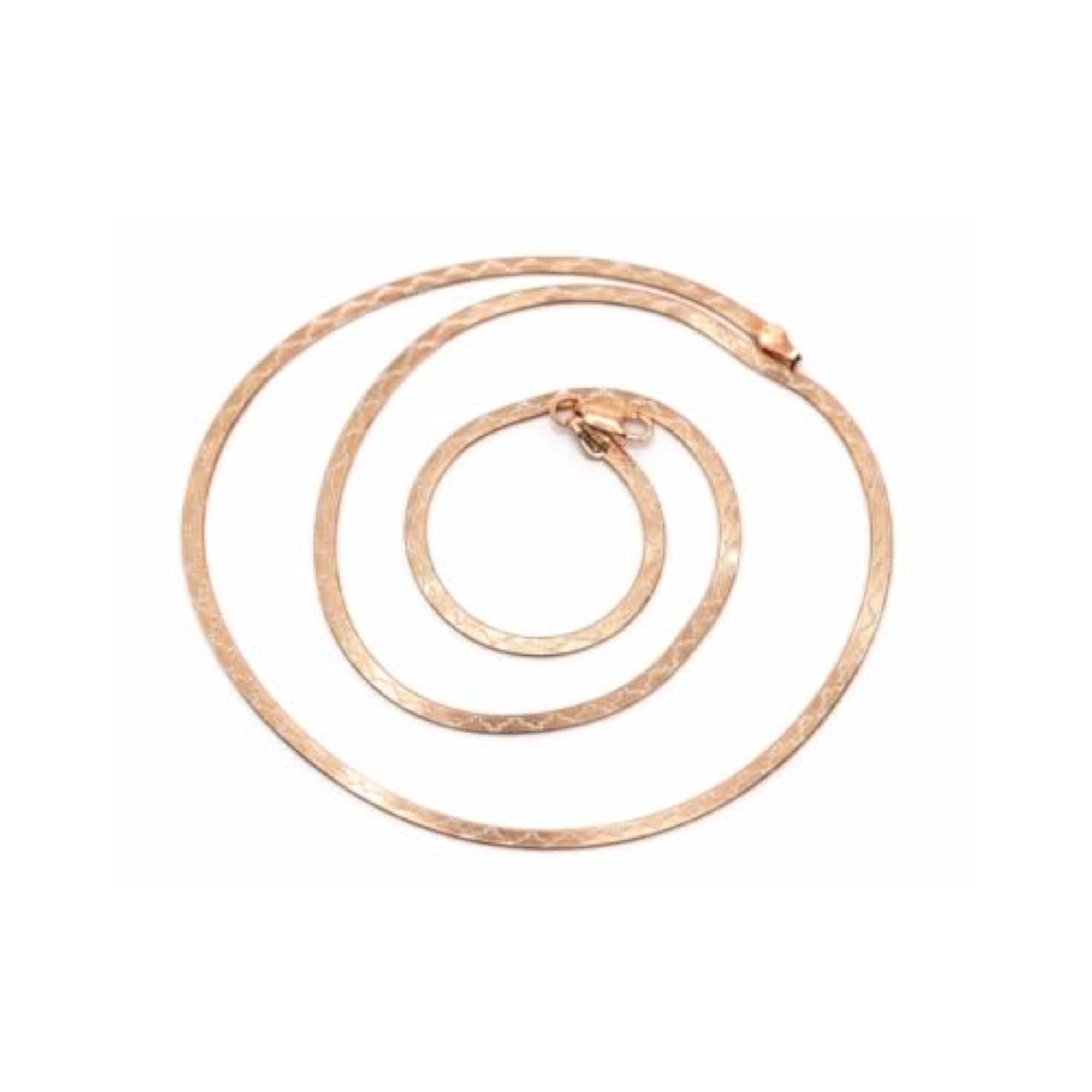 Rose Gleam Flat Snake Chain Necklace, Elegant Design