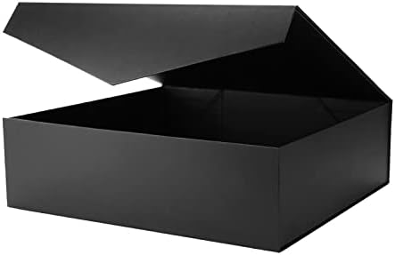 PACKHOME 16.3x14.2x5 Inches, Extra Large Gift Box with Lid for Clothes (Matte Black with Grain Texture)