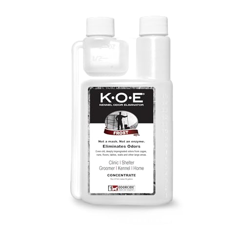 Odorcide K.O.E Kennel Odor Eliminator Concentrate – For Cages, Runs & More – For Home & Kennel w/Safe, Non-Enzymatic Formula - Frost Scent -16 oz