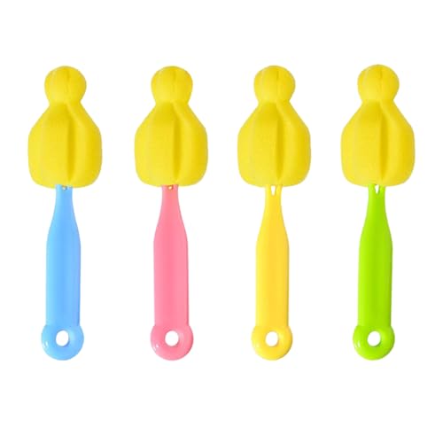 Kustimantu Cepillo para Tetinas | 4 Unidades Elimina Manchas De Agua con Esponja Limpiadora | Limpia Biberones Portátil para Viajar Avión Coche Hogar Vaso