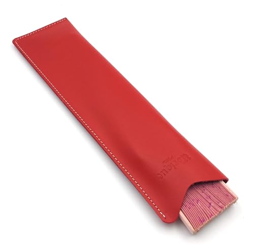 franartPiel - Funda de abanico plana para abanicos de 23cm - Estuche de cuero para proteger tu abanico - Hecho a mano en Piel Ubrique (Rojo)