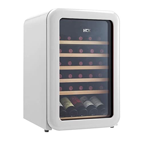 GIQKDZNUO Vinoteca Retro con 49 Botellas, compresor termostático doméstico, Barra de Hielo, Bodega Independiente, Puerta de Cristal Transparente, refrigerador para Bebidas, Barra de Hielo