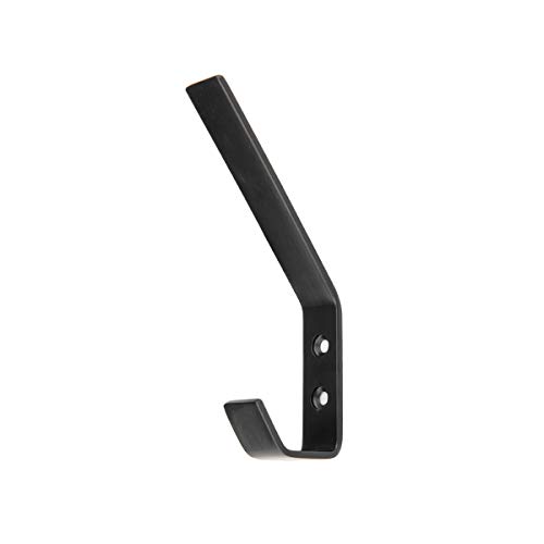Amazon Basics Wall Mounted Modern Metal Drywall Coat Hooks - Flat Black, 5-Pack