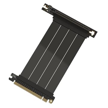 LINKUP - Cabo Riser PCIE 5.0 | RTX5090 RX8900 GPU Ready | Velocidade x16 128GB/s | Compatível com PCIe 4.0 e WRX80/WRX90E | Ângulo reto, preto 15 cm