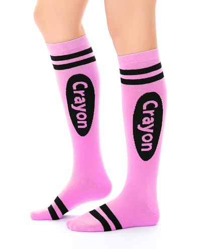 Chaussettes rayures arc-en-ciel en maille extensible pour look Halloween femme confortable