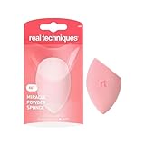 Real Techniques Miracle Powder Sponge, Makeup Blending Sponge For Powder Products, Set Makeup For Natural Finish & Cloud Skin, Buildable Coverage, Velvet Material, Latex-Free Foam, 1 Count