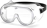 Protective Safety Goggles, Clear Lens & Anti Fog, Adjustable Head Belt Lightweight & Durable, 1 Pack