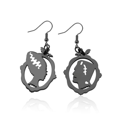 ENSIANTH Movie Inspired Gift Monster & His Bride Earrings Horror Movie Gift Halloween Party Jewelry