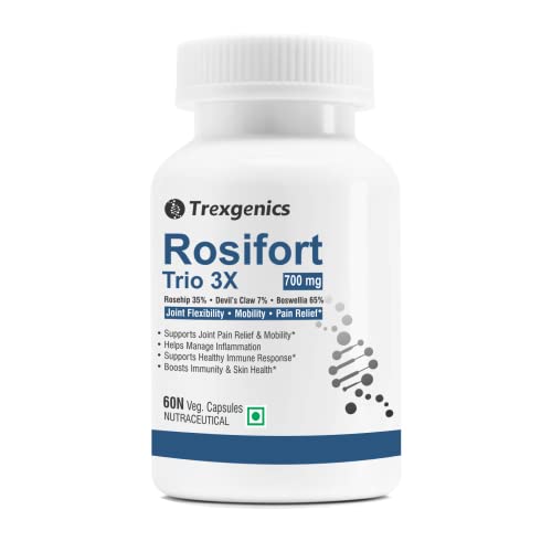 Image of Trexgenics ROSIFORTE TRIO Rosehip, Boswellia, Devil's Claw 700 mg Joint Pain & Inflammation Support VEGAN & NON-GMO (60 Veg. Capsules) (Pack of 1)