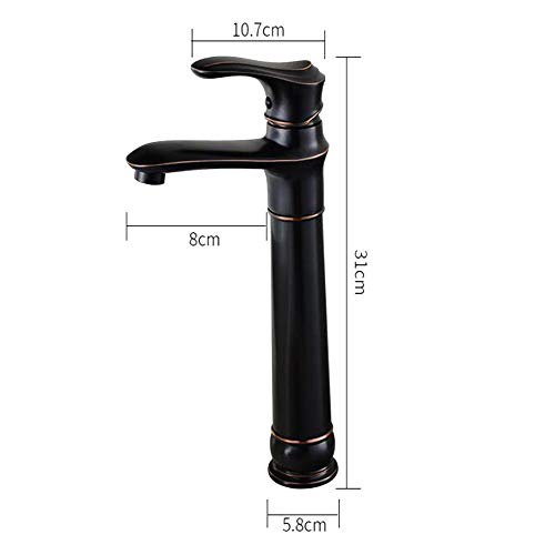 Robinet de lavabo haut antique noir en laiton pour vasque à poser