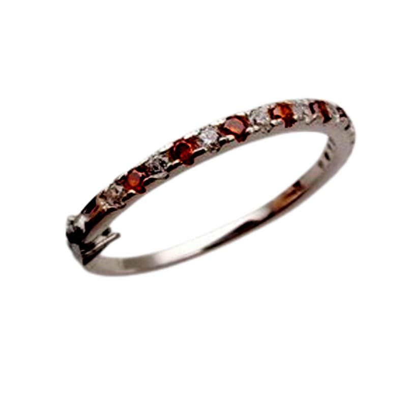 Grenat rouge naturel demi-alliance argent bague cadeau idéal femme