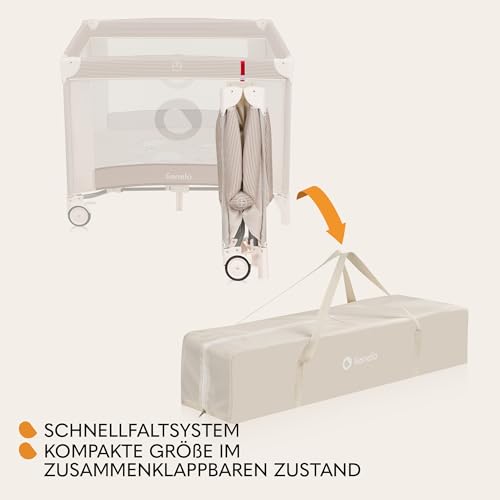 LIONELO BONNIE Laufgitter bis 15 kg, von der Geburt bis 36 Monate, Seitlicher Zugang mit Reißverschluss, Seiten mit Luftmaschen, schnell zusammenklappbar, gebremste Räder, Tragetasche