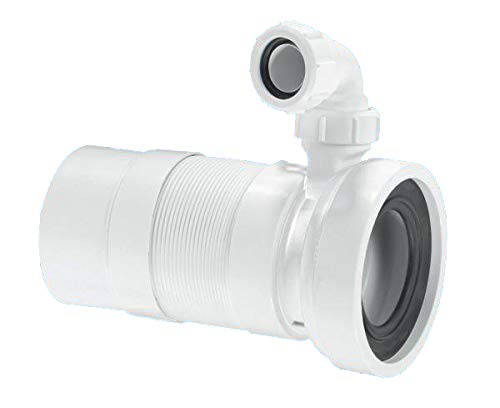 McAlpine Plain End Outlet Straight Flexible WC Pan Connector with Vent Boss 140-310mm Length WCF23PV