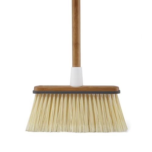Image of Full Circle Clean Sweep, Bamboo Broom, Ideal for Pet Hair, Kitchen, & More | Angled design reaches tight spaces, with stiff bristles built for indoor & outdoor cleaning.