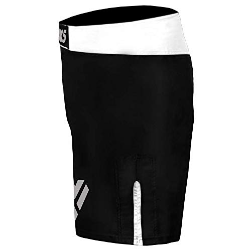 MAX5 MMA BJJ Mixed Martial Arts Shorts Cross Training Muay Thai Workout Shorts (White, Large)