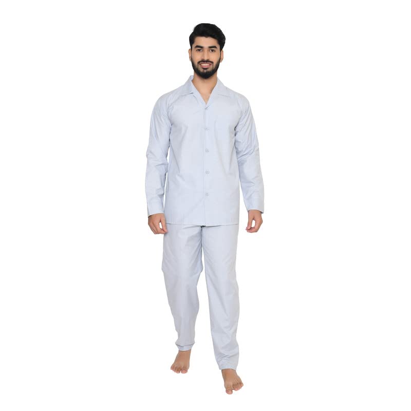 tatwam FILAFIL Cotton RICHED with Polyester Mens Nightsuit with Fully Elastic Pajama and Buttoned Full Sleeve TOP Size-XL,L.Grey-picture-20