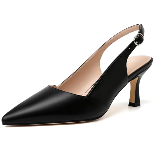 Image of Mostrin Kitten Heels for Women Slingback Pointed Closed Toe Heels Women's Pumps Shoes for Wedding, Party, Commuting