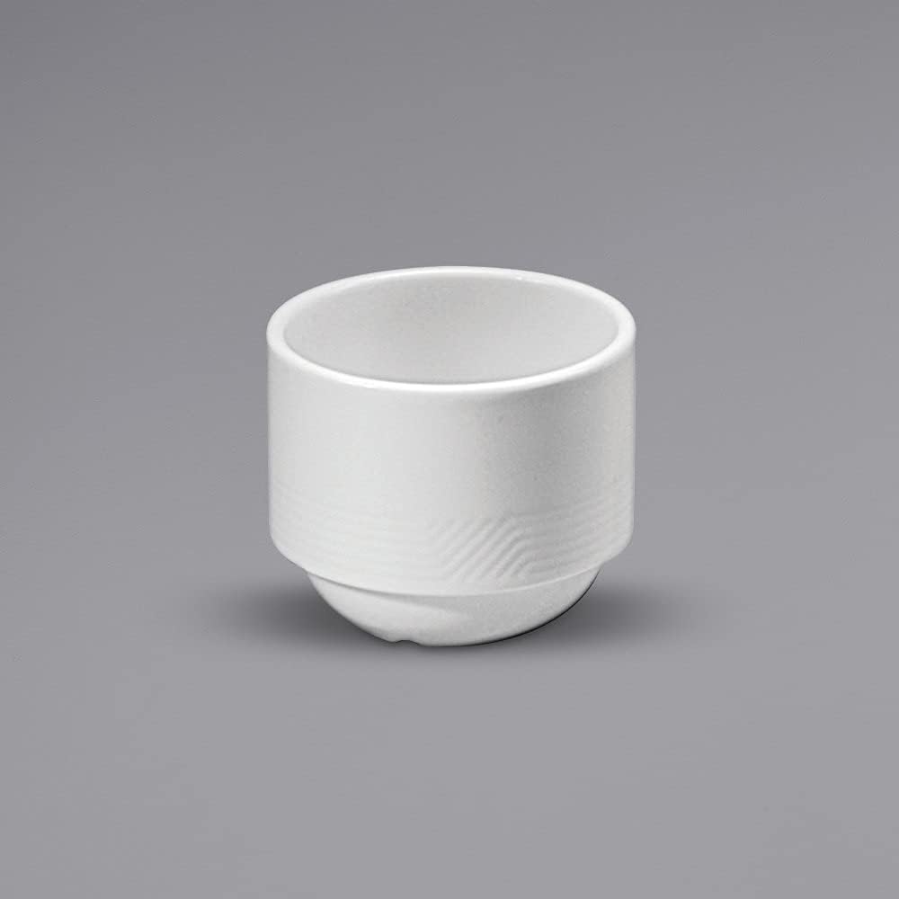 7 oz Impressions Bright White Embossed Porcelain Stackable Bouillon Cup