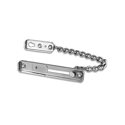 Huture Tür Sicherheitskette Kettenschloss Türkette aus Edelstahl Gießen Türsicherung Front Kette Kratzschutz mit Schrauben Hardware Hotel Familie Innentüren Türen Fenster Silber gebürstetes Chrom