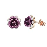 Yoursfs 薔薇 ピアス レディース 軟骨 ローズ ピアス 花 セット イヤリング バラ ジュエリー (紫の薔薇)