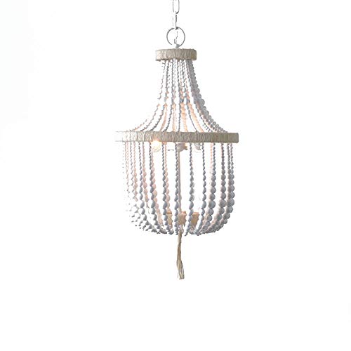 Plafonnier perle en bois E14 lustre suspendu en métal et corde de chanvre