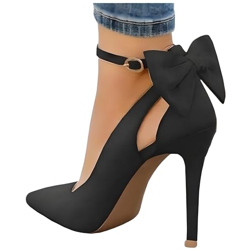 Escarpins femme noirs talons hauts minces bout pointu chaussures sexy à boucle taille 37