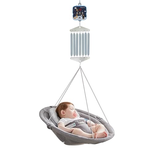 Federwiege Motor Elektrisch mit Fernbedienung, Automatischer Federwiegenmotor mit 9 Stufen Vibration und Timer, Motor für Federwiege bis 19kg, Inklusive 7 Federn und Montagezubehör